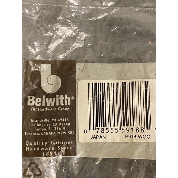 Set of 5 Belwith Drawer Handles White porcelain w gray stripe 3.5 inch NOS - Picture 5 of 8